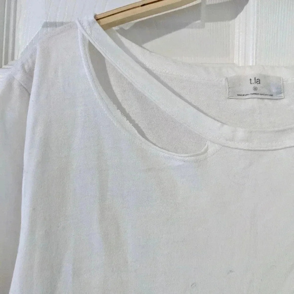 Anthropologie T.LA Sz S Classic‎ White Asymmetrical Neck TShirt - Picture 2 of 5